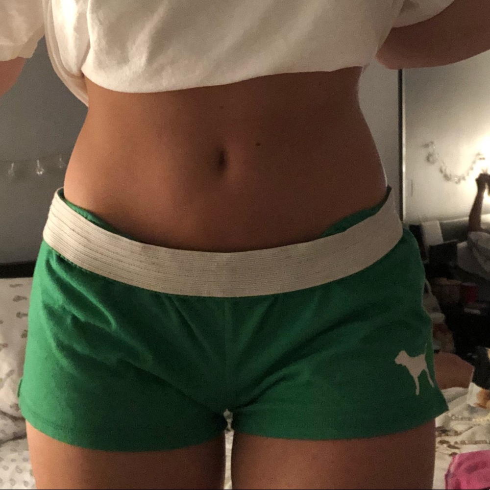 PINK victorias secret green shorts